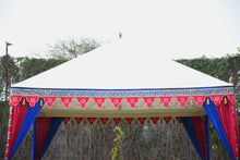 Load image into Gallery viewer, Blue Red Moroccan Tent Rental 13' x 13'