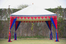 Load image into Gallery viewer, Blue Red Moroccan Tent Rental 13' x 13'