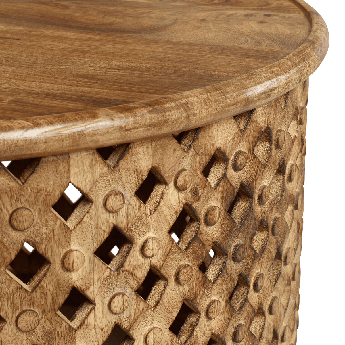 Round Tribal Carved Wood Coffee Table Large Moroccan Furniture Rental