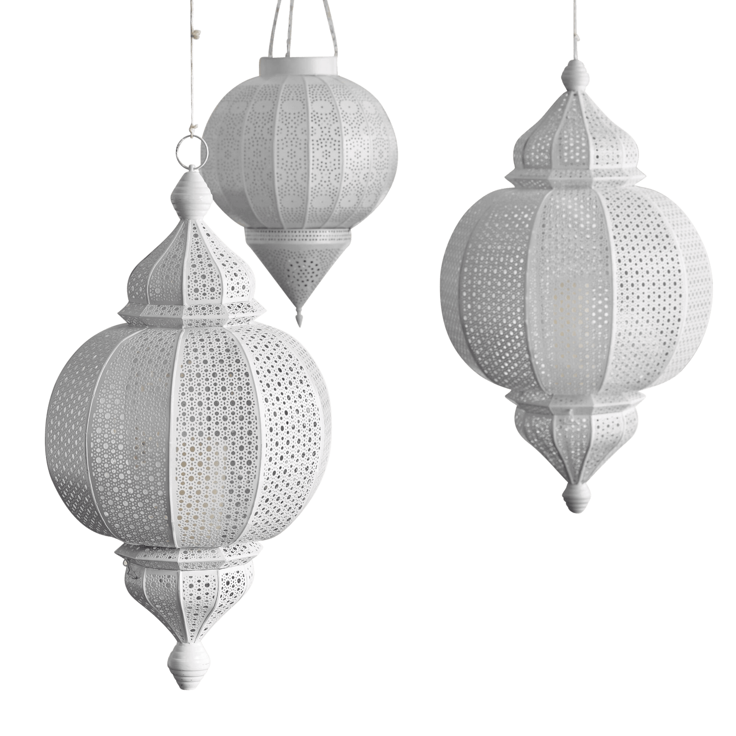 White Metal Amira Finial Hanging Lantern