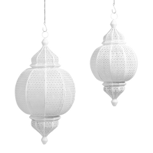 Load image into Gallery viewer, White Metal Amira Finial Hanging Lantern
