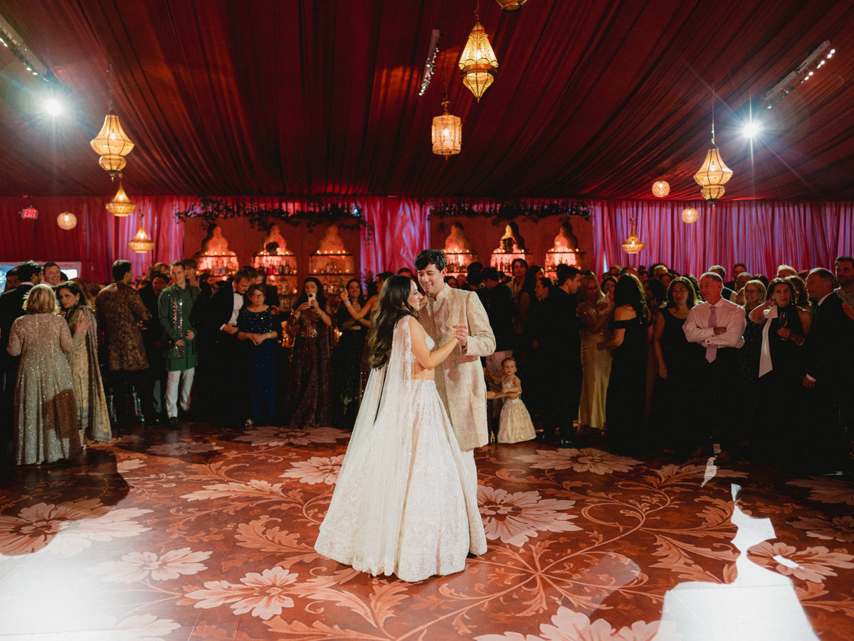 Wedding celebration inside a Moroccan tent
