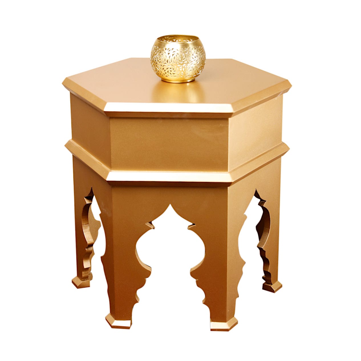 Marrakesh Hexagonal Gold Side Table