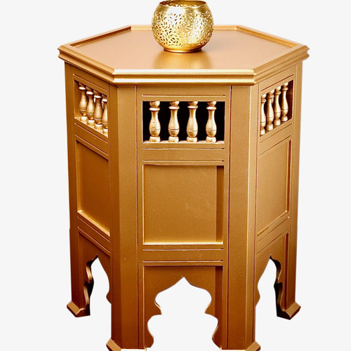Moroccan Hexagonal Gold Side Table
