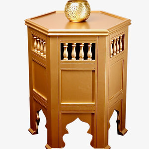 Moroccan Hexagonal Gold Side Table