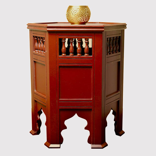 Moroccan Hexagonal Maroon Side Table