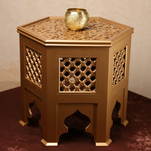 Moroccan Hexagonal Moucharabieh Gold Coffee Table
