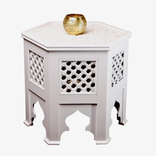 Moroccan Hexagonal Moucharabieh White Coffee Table