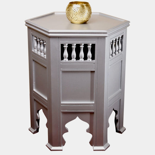 Moroccan Hexagonal Silver Side Table