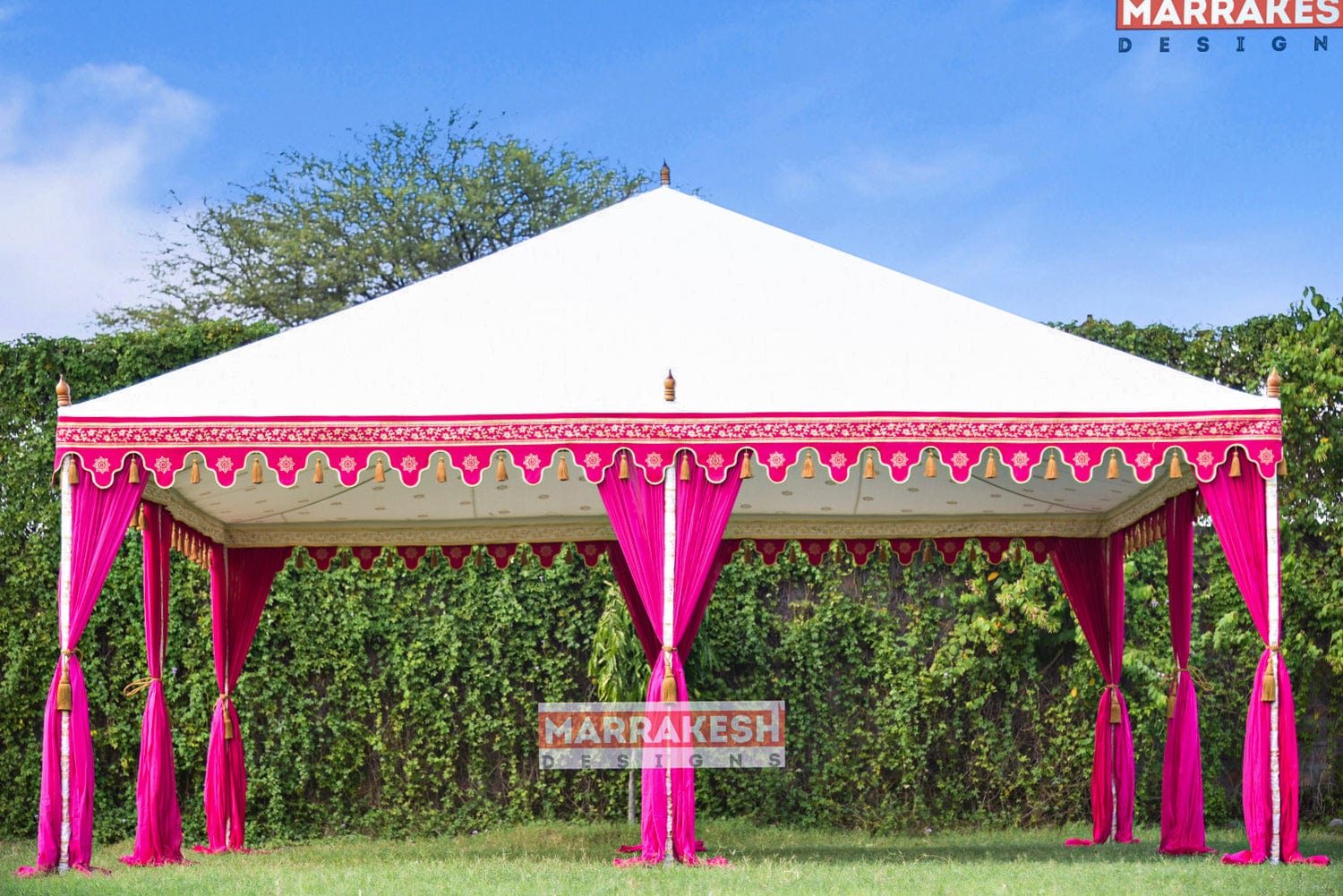 pergola tent Pergola Fuchsia Tent Rental 20' x 20' – Moroccan Furniture Rental