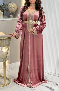 Rent Moroccan Kaftan - peach & gold