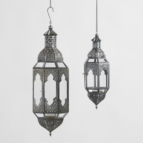 Antiqued Zinc Hanging Lantern medium