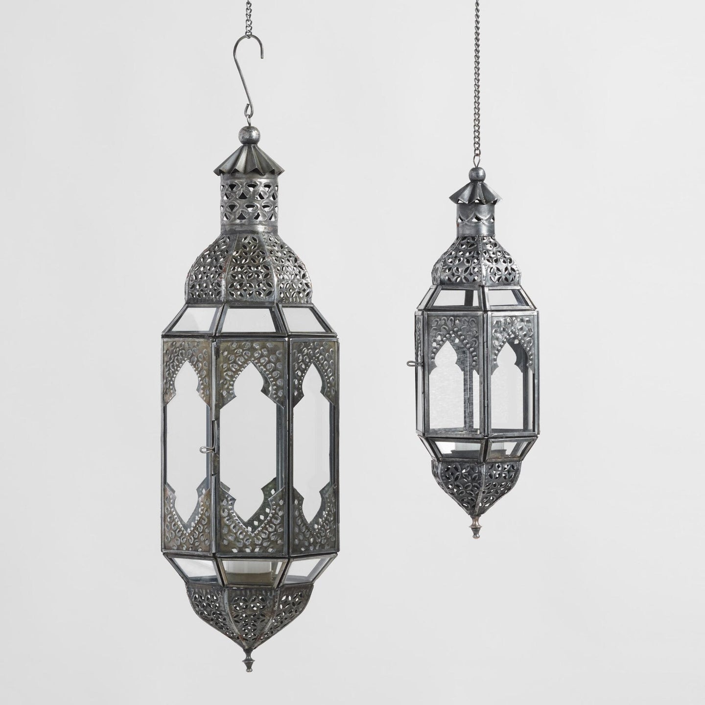 Antiqued Zinc Hanging Lantern Small