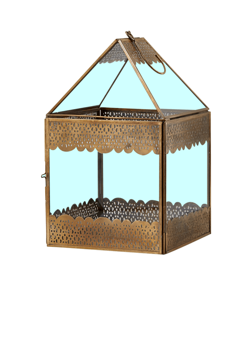 Antiqued Zinc Tabletop Lantern Small