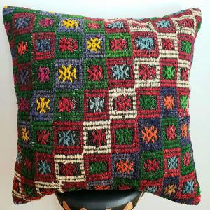 Berber Wool Pillow - Vintage Moroccan Floor Cushion VKFP055