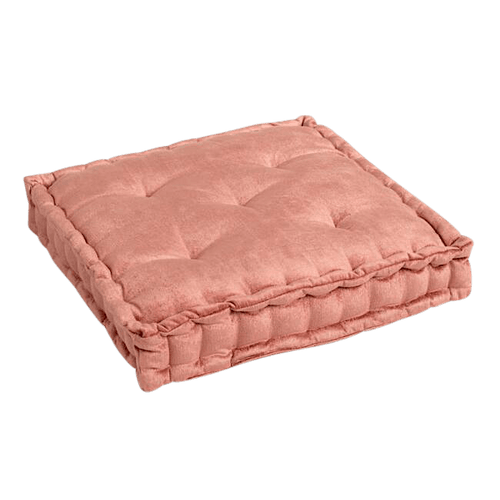 Coral Velvet Tufted Floor Cushion