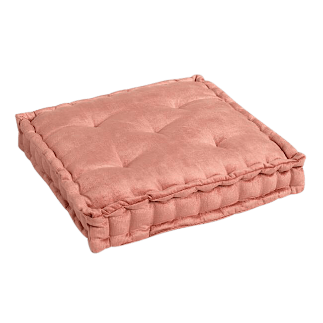 Coral Velvet Tufted Floor Cushion