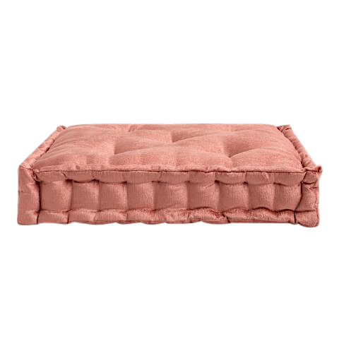 Coral Velvet Tufted Floor Cushion – Moroccan Furniture Rental