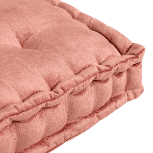 Coral Velvet Tufted Floor Cushion