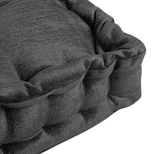 Load image into Gallery viewer, Dark Charcoal Velvet Tufted Floor Cushion
