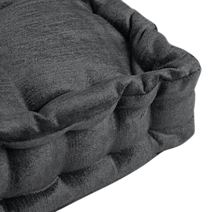 Dark Charcoal Velvet Tufted Floor Cushion