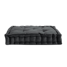 Load image into Gallery viewer, Dark Charcoal Velvet Tufted Floor Cushion
