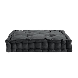 Dark Charcoal Velvet Tufted Floor Cushion