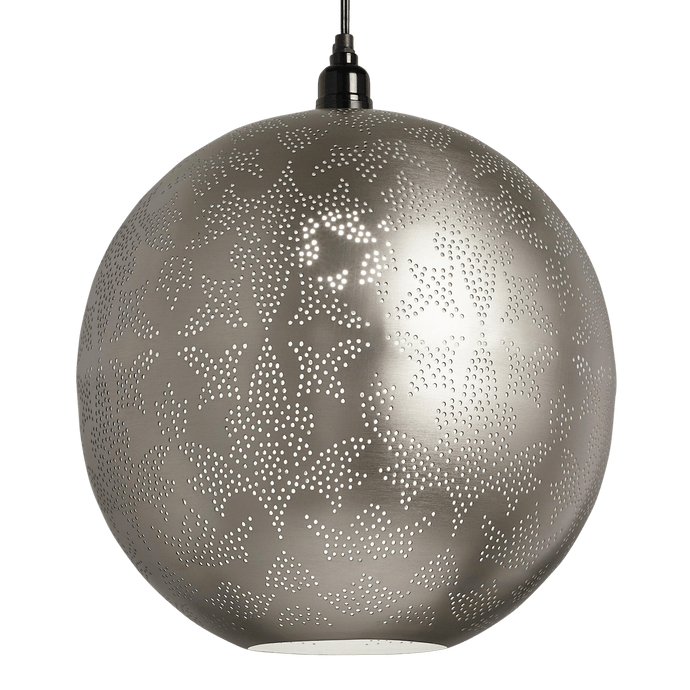 Globe Pendant Lamp - Silver with switch plug cord