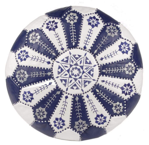 Moroccan Pouf Rental - Royal Blue White Starburst
