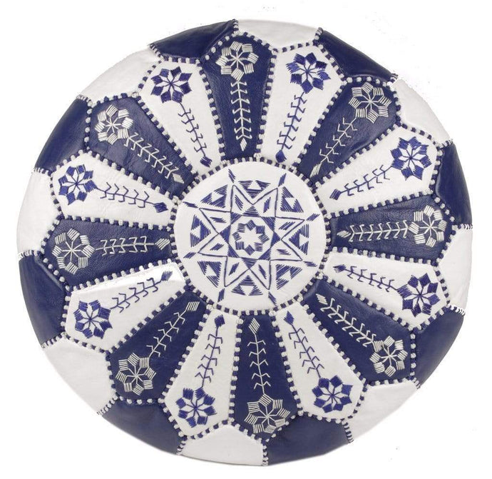 Moroccan Pouf Rental - Royal Blue White Starburst