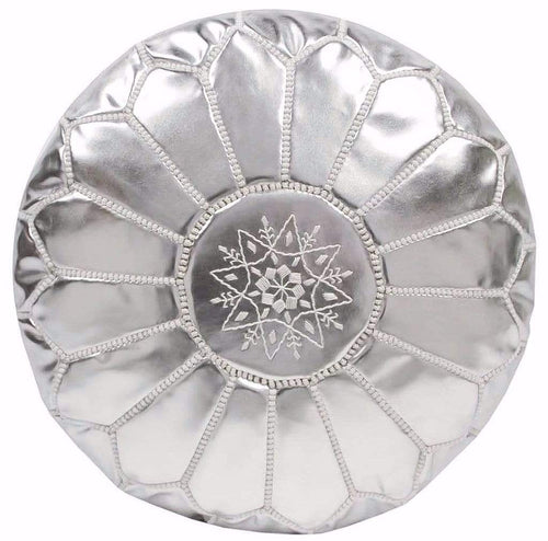 Moroccan Pouf Rental - Silver