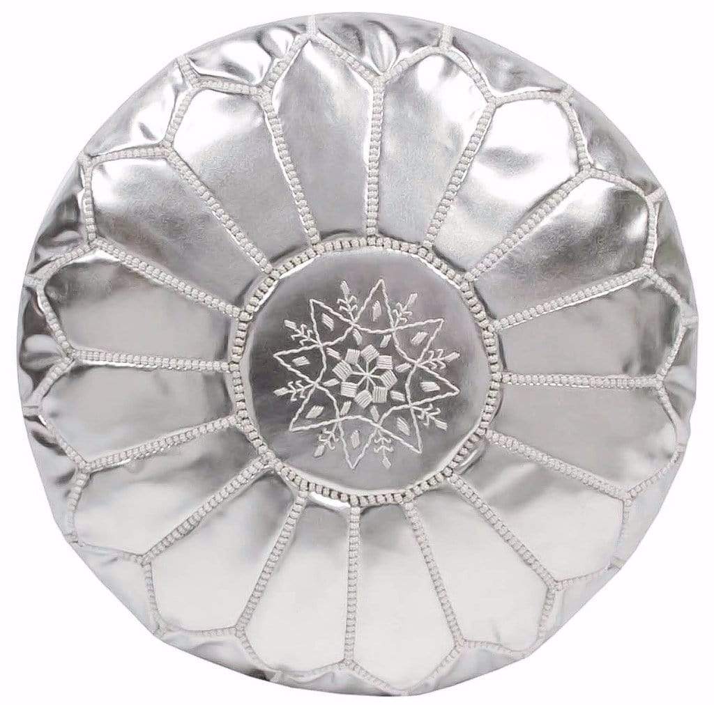 Moroccan Pouf Rental - Silver