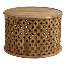 Load image into Gallery viewer, Round Tribal Carved Wood Coffee Table Large
