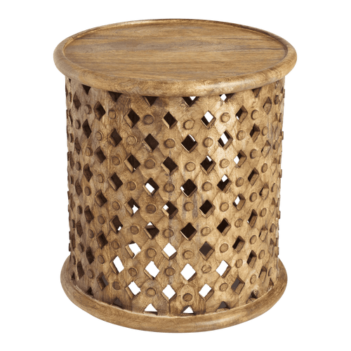 Tribal Carved Wood Accent Table Small