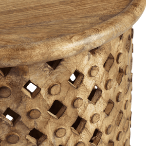 Tribal Carved Wood Accent Table Small