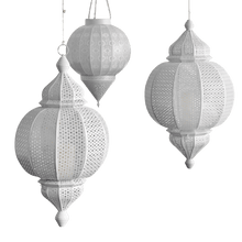 Load image into Gallery viewer, White Metal Amira Finial Hanging Lantern
