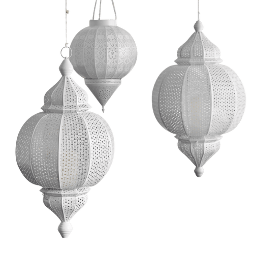 White Metal Amira Finial Hanging Lantern