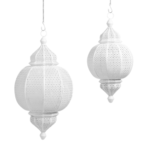 White Metal Amira Finial Hanging Lantern